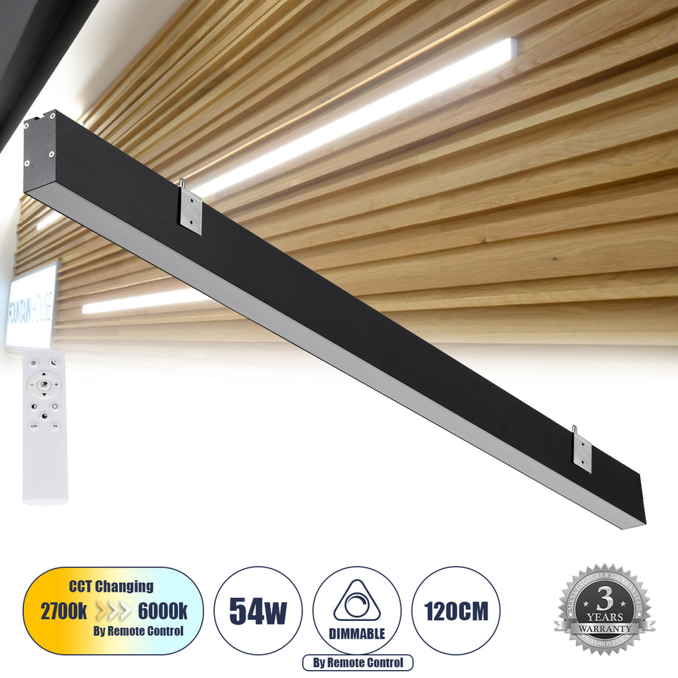 FELIX 61028-W Μοντέρνο Φωτιστικό Τοίχου - Απλίκα LED 54W 6500lm 120°  IP20 Ρυθμιζόμενο Λευκό CCT με On/Off 2700K/4500K/6000K - Lumileds SMD Chip - Μαύρο Ματ - Μ120 x Π3.5 x Υ7cm - 3 Χρόνια Εγγύηση