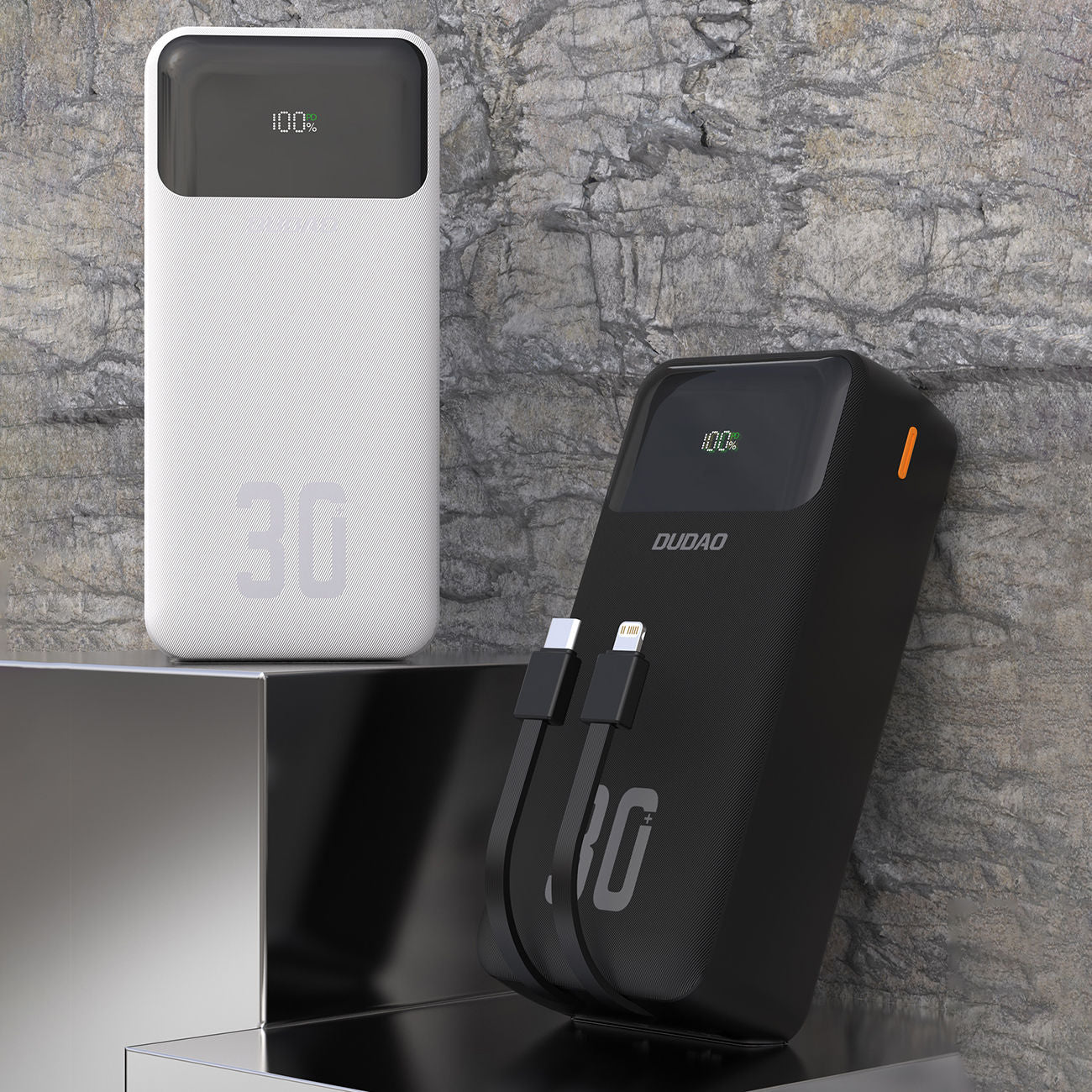 Dudao K15MAX 30000mAh PD 22.5W Powerbank with Built-in Cables - Black