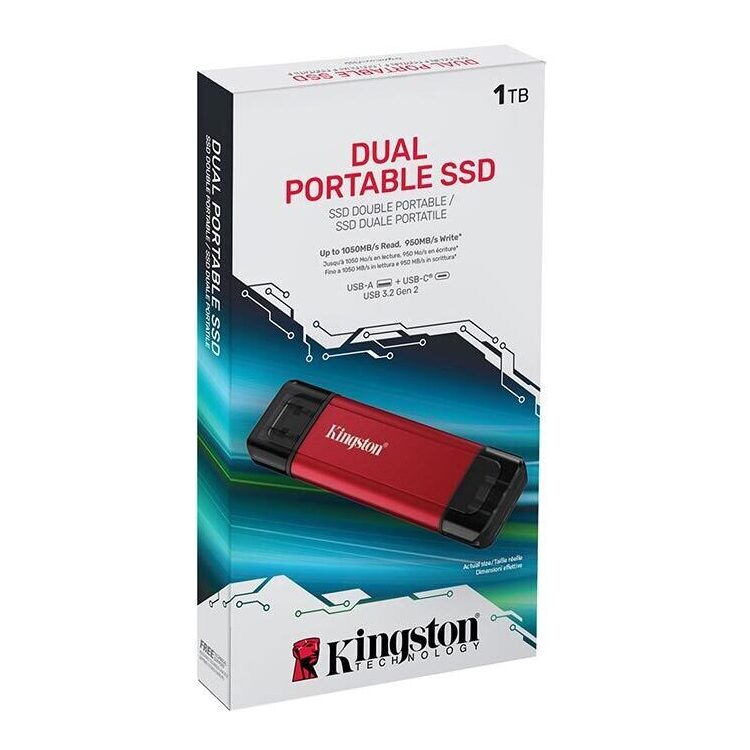 KINGSTON EXTERNAL DUAL PORTABLE SSD SPSD/1TB USB-C/A 3.2 Gen 2 1TB