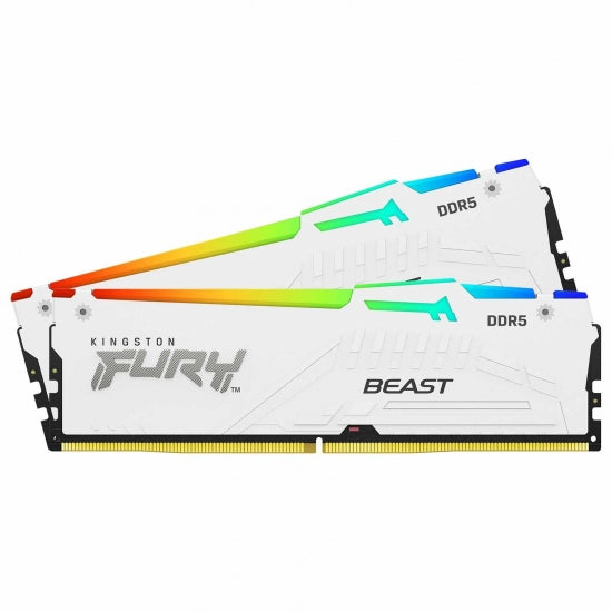 KINGSTON Memory KF560C30BWEAK2-64 FURY Beast WHITE RGB  DDR5, 6000MT/s, 64GB KIT OF 2