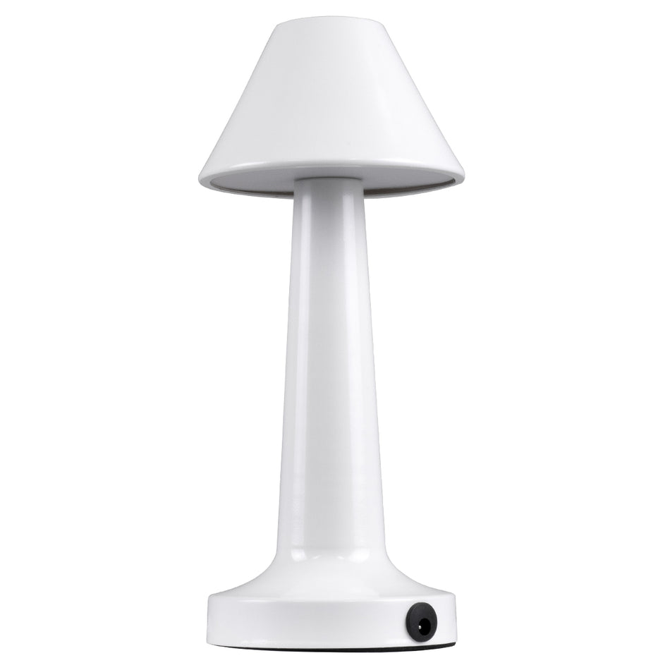 GloboStar® MOLLY 76514 Επαναφορτιζόμενο Επιτραπέζιο Φωτιστικό Πορτατίφ LED 1.5W 105lm 120° DC 5V IP44 Θερμό Λευκό 2700K Dimmable Λευκό Αλουμίνιο - Μ10 x Π10 x Υ23cm - 2 Xρόνια Εγγύηση