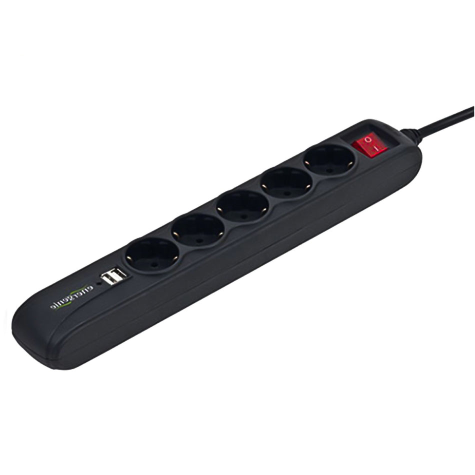 Energenie Power Strip With 2 Usb Charger 5 Sockets 1,5m Usb 2 A Black