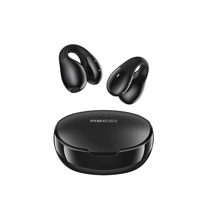 Écouteurs mains libres Bluetooth intra-auriculaires dynamiques Recci REP-W66 avec étui de chargement Noir