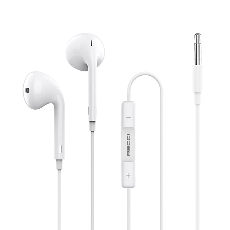 Recci Rep-l07 Écouteurs intra-auriculaires mains libres avec connecteur 3,5 mm Blanc