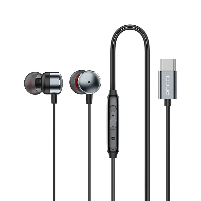 RECCI REP-L38 - Écouteurs filaires métalliques intra-auriculaires - Gris argenté