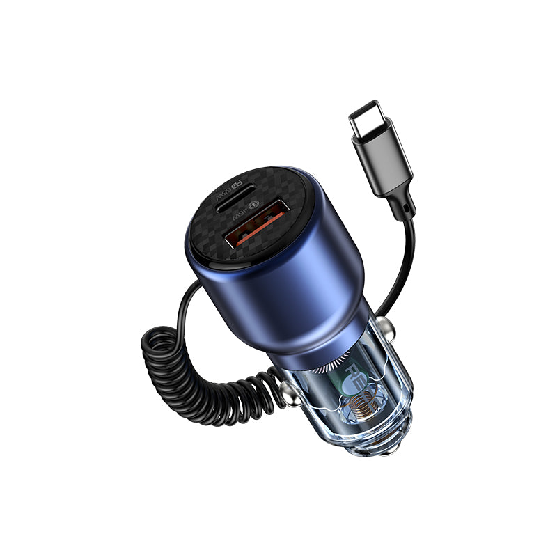 RECCI RCC-N22 - Chargeur de voiture Journey 110W PD 45 Charge rapide avec câble TYPE C - BLEU