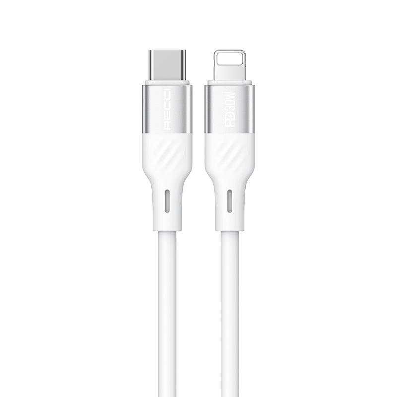 RECCI RS22CL - PD30W Fast Charging Excellence Silicone C To Lightning  Data Cable 1.5M - White