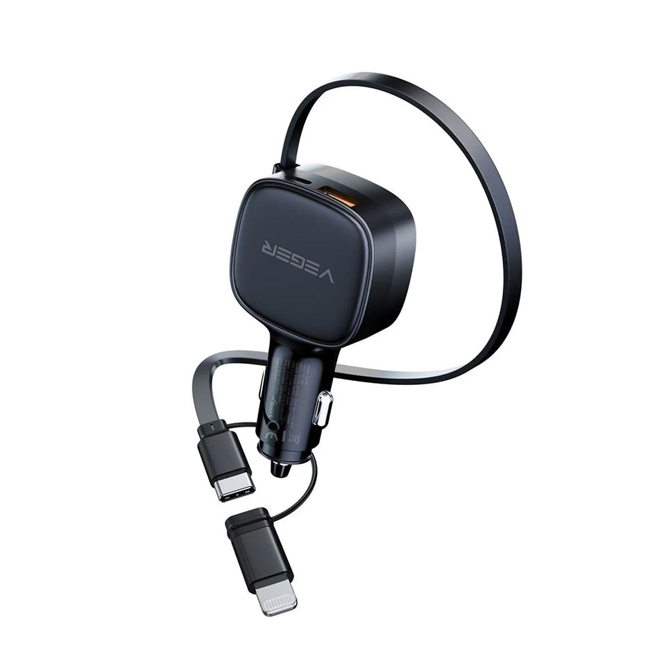 Chargeur de voiture Veger CC89 84W à charge rapide avec un port : 1xType-C avec câble Lightning / Type-C Noir
