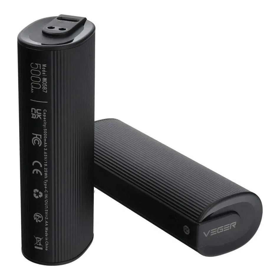 Veger W0587 2-in-1 Magnetic Power Bank & Hand Warmer 2x 5000 mAh 10,000 mAh - Black