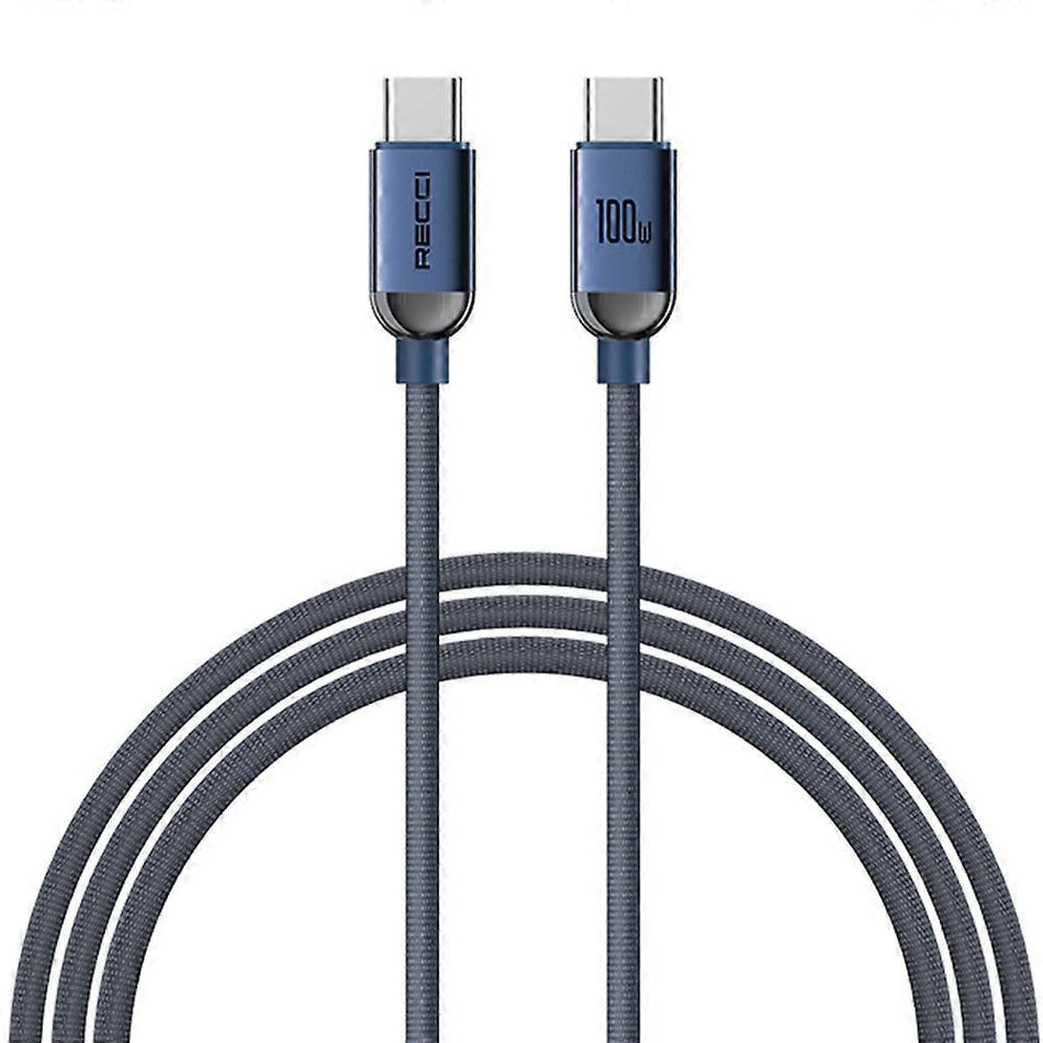 RECCI RS09CC - PD100W Type-C to Type-C Cable Braided Fast Charging Data Cord 120cm