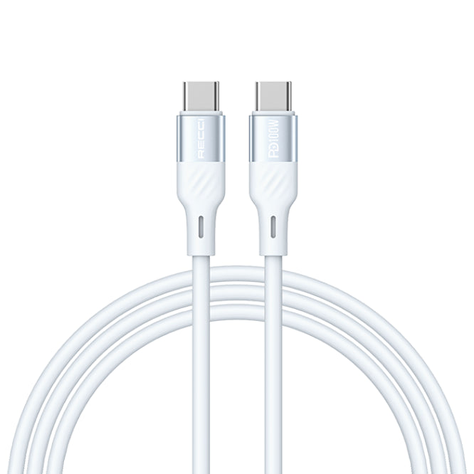 RECCI RS22CC - PD100W Fast Charging Silicone Data Cable C To C Hight Power Output 1.5M - Blue