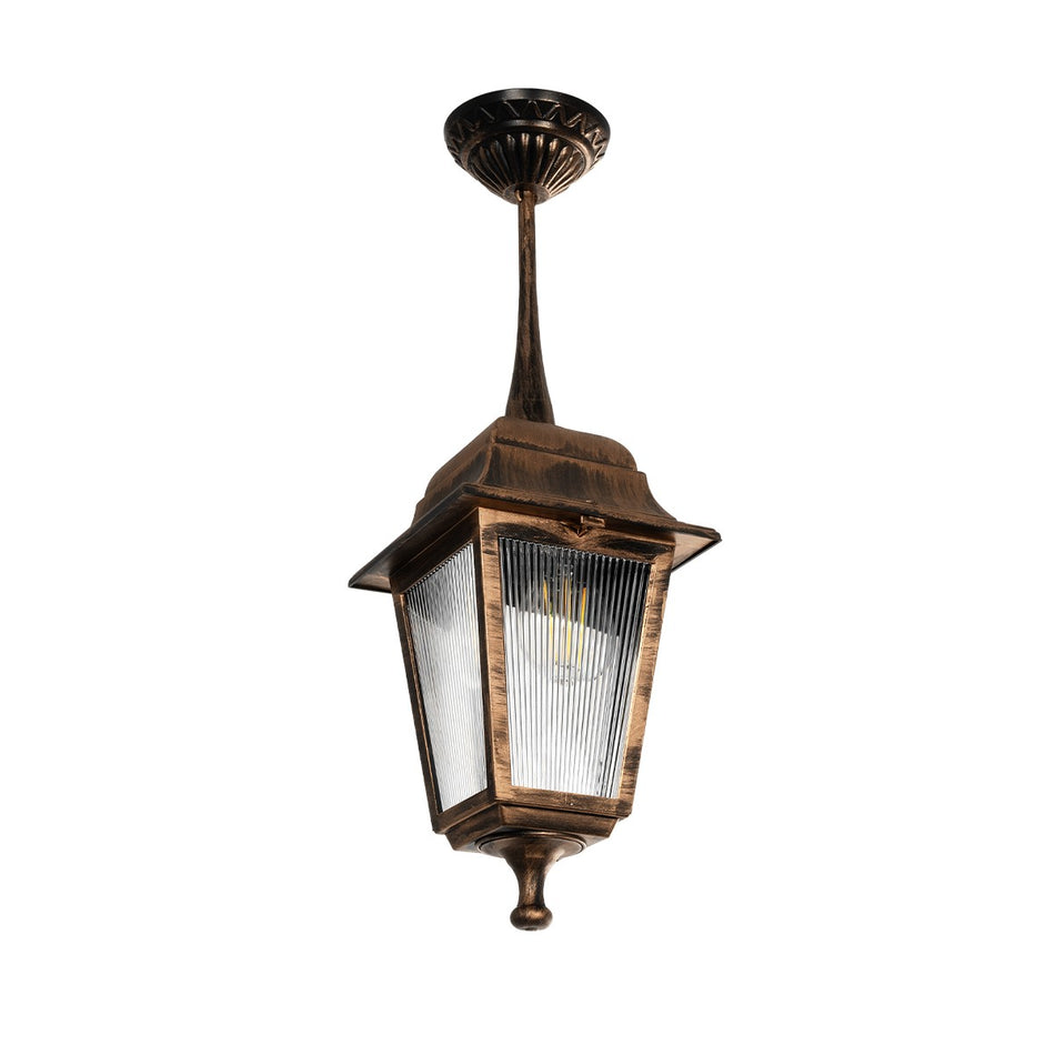 SOLME 203-0214 Vintage Deckenleuchte mit 1 x E27 Fassung AC 220-240V IP44 - Bronze - L15 x B15 x H27cm
