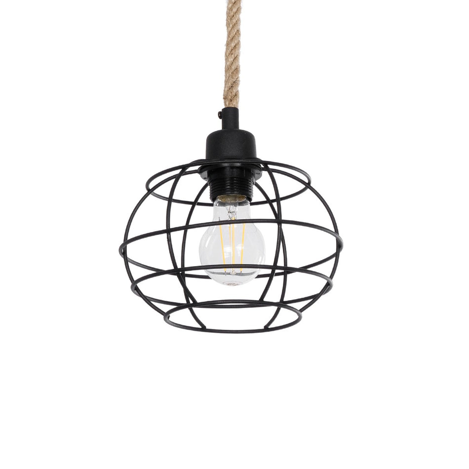 GLOBOSTAR® TALAH 203-0008 Vintage Κρεμαστό Φωτιστικό Οροφής με Ντουί 1 x E27 AC 220-240V IP20 - Μαύρο & Μπεζ - Μ20 x Π20 x Υ20cm