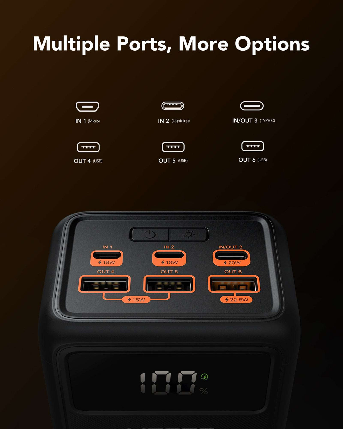 Veger W5001 Tank Lite Power Bank 50000mAh 22.5W, 3 USB-A Ports & USB-C Port Power Delivery