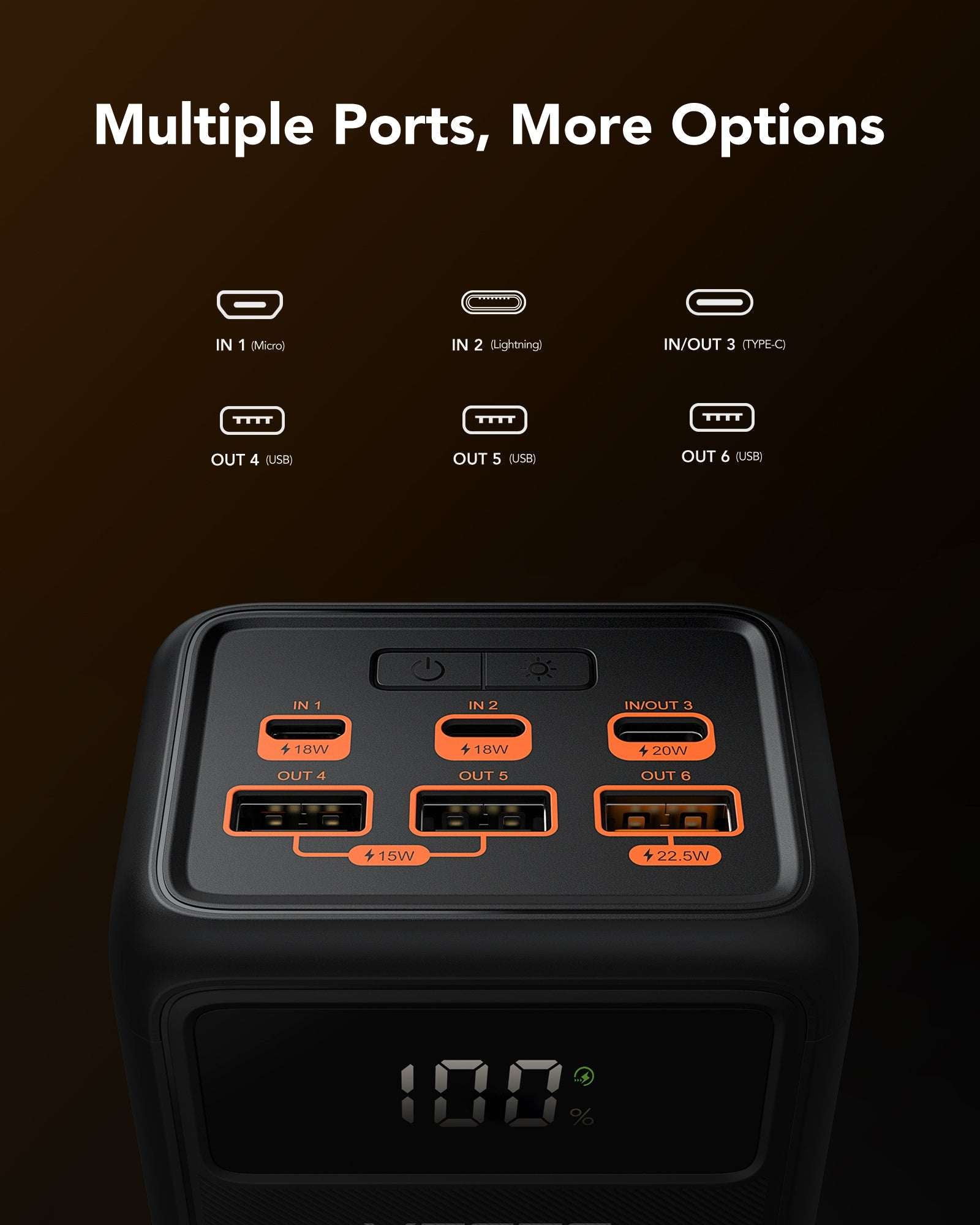 Veger W5001 Tank Lite Power Bank 50000mAh 22.5W, 3 USB-A Ports & USB-C Port Power Delivery