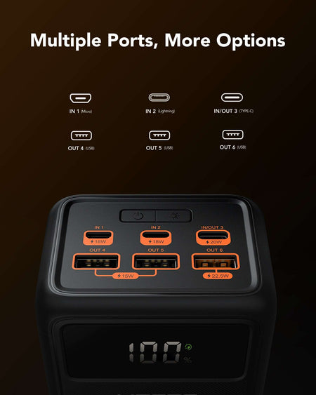 Veger W5001 Tank Lite Power Bank 50000mAh 22.5W, 3 USB-A Ports & USB-C Port Power Delivery