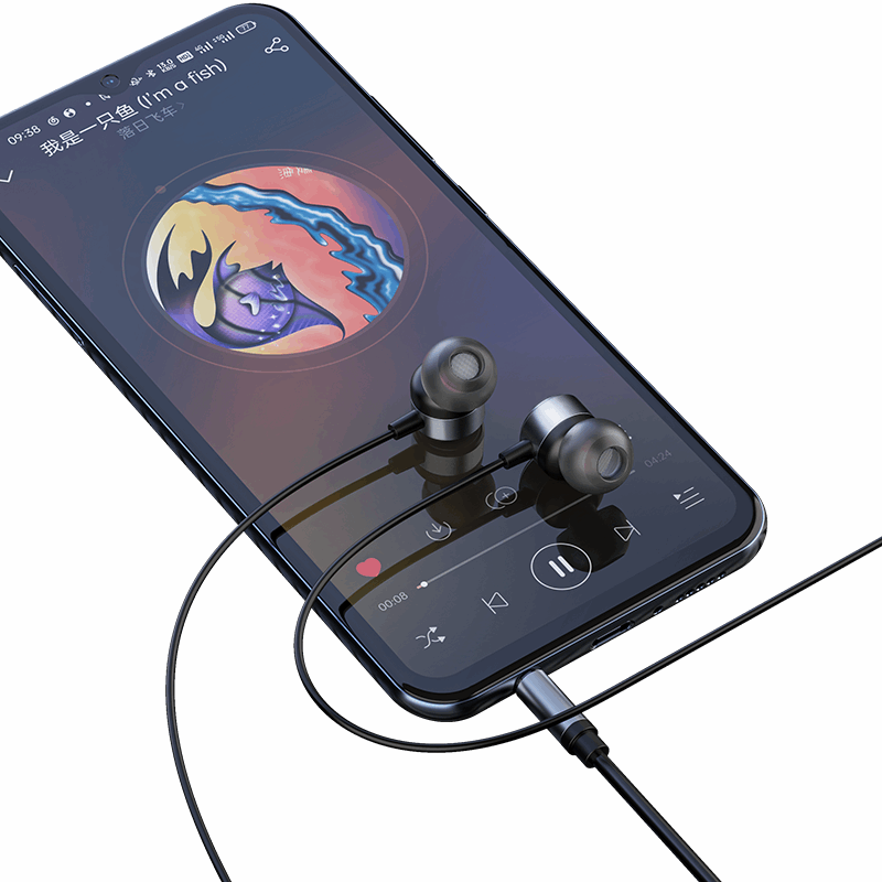 RECCI REP-L38 - Metal Wired Earphone In-ear Design - Silver Gray