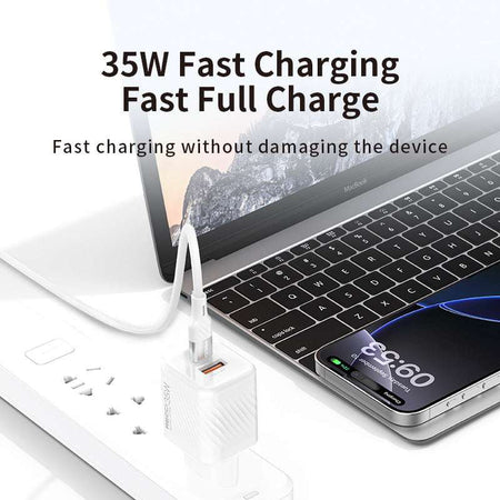 RECCI RC83E - 35WGaN Fast Charging USB-C + USB-A |QC3.0 - White