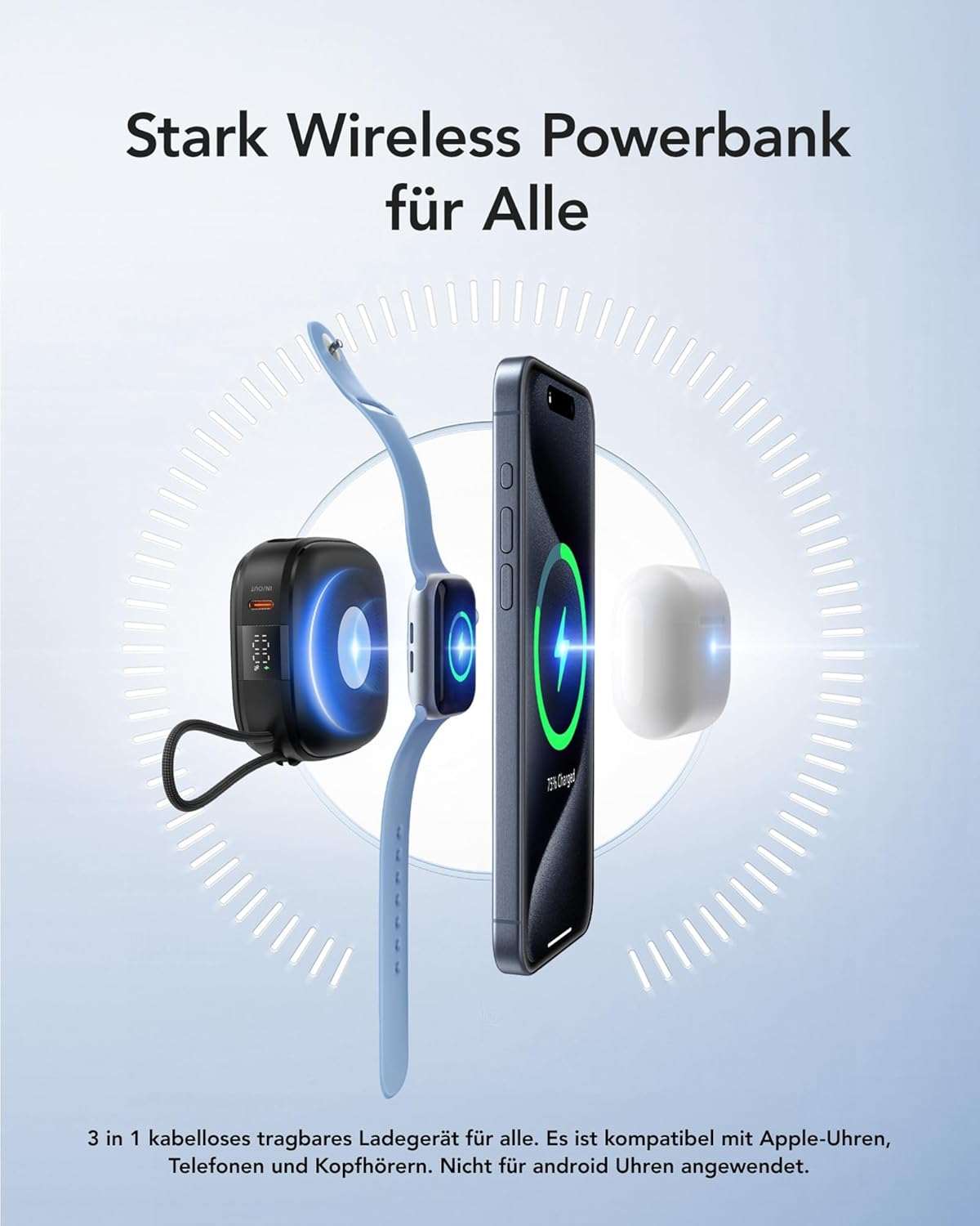 Charmast W1205 PD20W MagCore 3-in-1 Magnetic Wireless Fast Charging Power Bank - Black