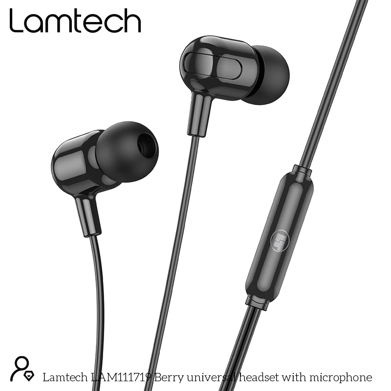 Lamtech Fashionable 3,5 Mm Earphones With Mic Black