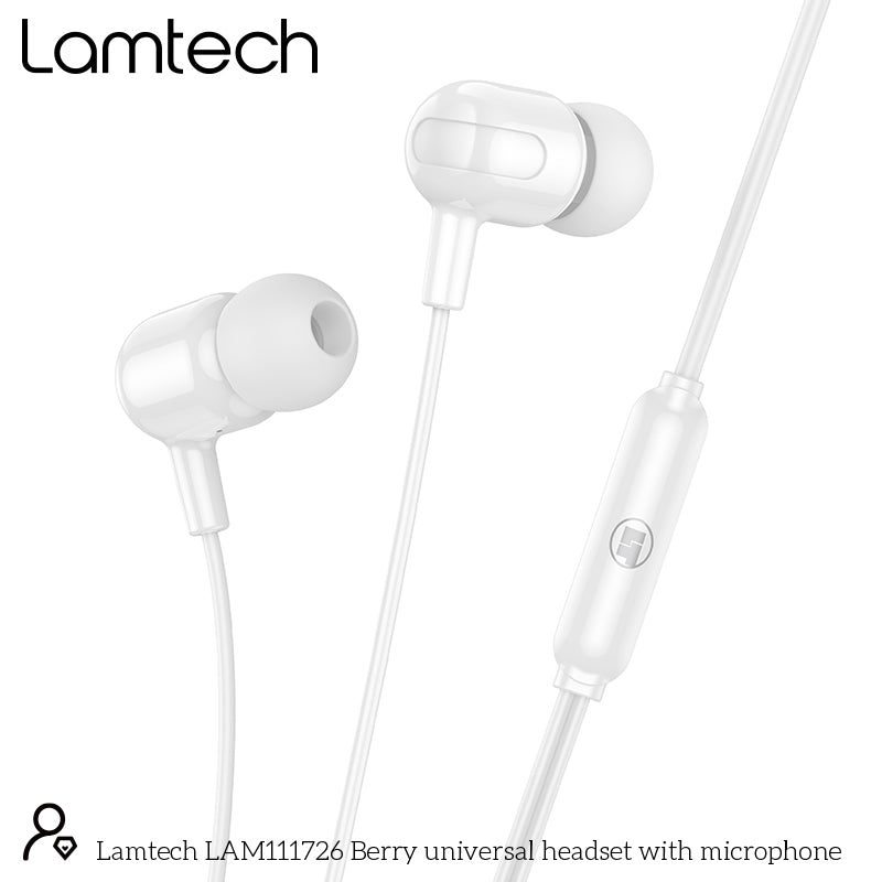 Lamtech Fashionable 3,5 Mm Earphones With Mic White
