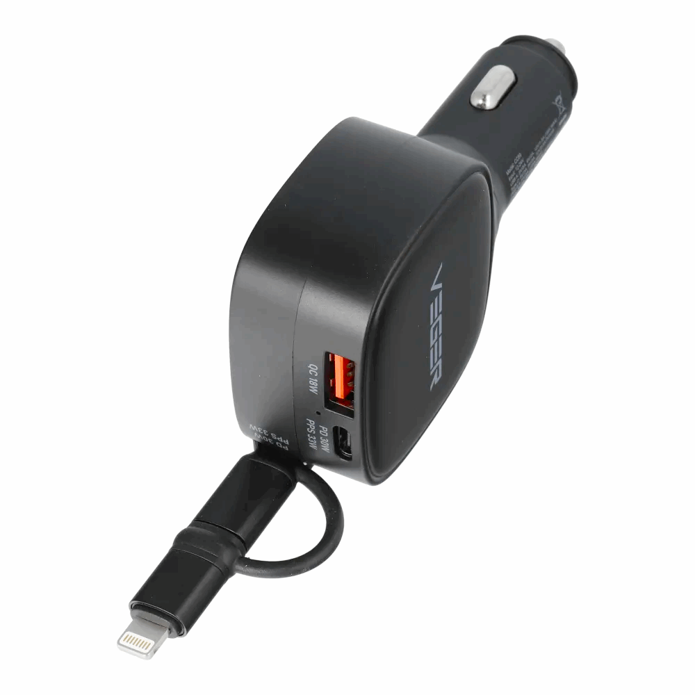 Veger CC89 Φορτιστής Αυτοκινήτου 84W Γρήγορης Φόρτισης με μία Θύρα: 1xType-C μαζί με Καλώδιο Lightning / Type-C Μαύρο Χρώμα