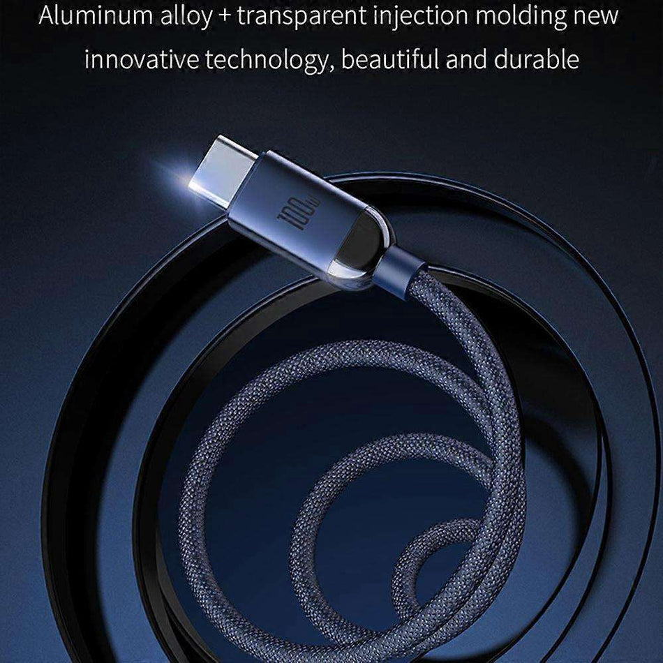 RECCI RS09CC - PD100W Type-C to Type-C Cable Braided Fast Charging Data Cord 120cm
