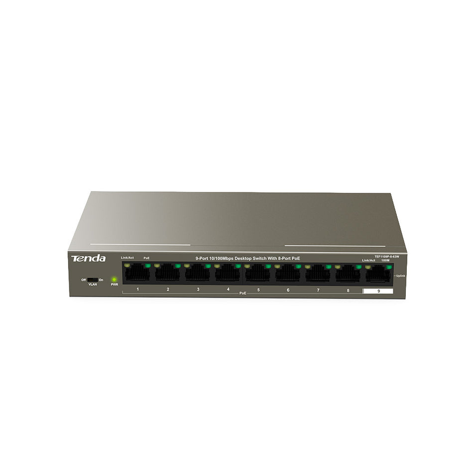 Tenda 9 Port 10/100 Mbps Desktop Switch With 8 Port Po E