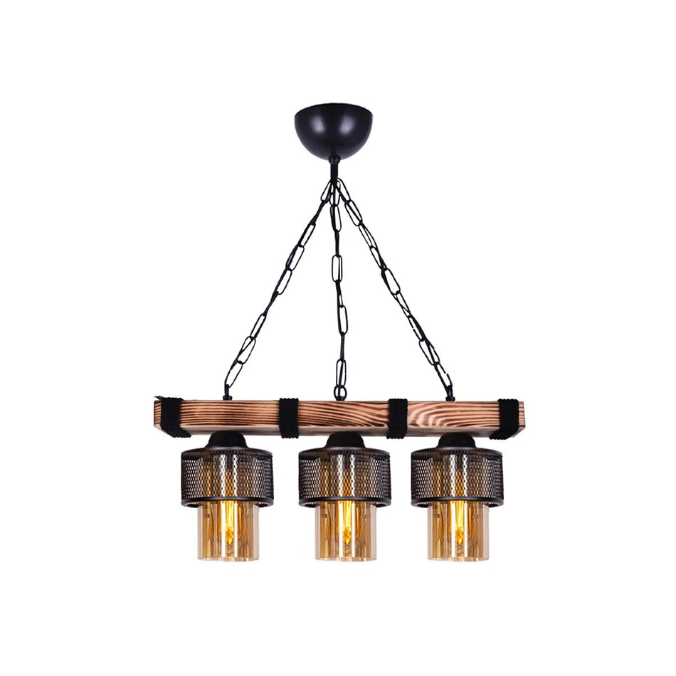 GLOBOSTAR® GLORA 201-0009 Vintage Κρεμαστό Φωτιστικό Οροφής με Ντουί 3 x E27 AC 220-240V IP20 - Μπεζ & Μαύρο - Μ50 x Π12 x Υ21cm