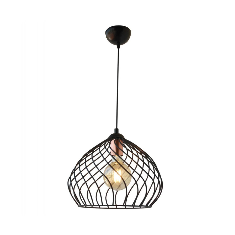 GLOBOSTAR® STARLA 201-0013 Vintage Κρεμαστό Φωτιστικό Οροφής με Ντουί 1 x E27 AC 220-240V IP20 - Μαύρο & Ροζ Χρυσό - Μ31 x Π31 x Υ30cm