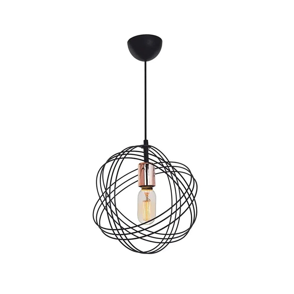 GLOBOSTAR® GLOWN 201-0023 Μοντέρνο Κρεμαστό Φωτιστικό Οροφής με Ντουί 1 x E27 AC 220-240V IP20 - Μαύρο - Μ30 x Π30 x Υ33cm