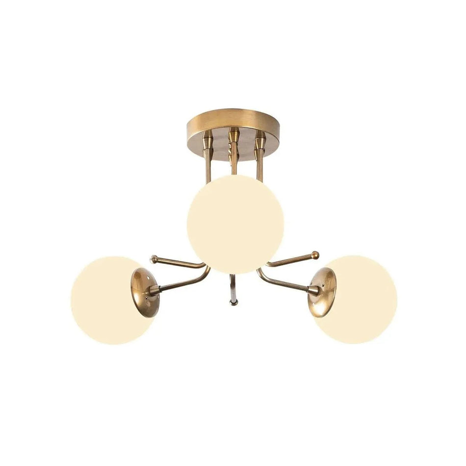 GLOBOSTAR® SHINY 201-0028 Vintage Φωτιστικό Οροφής με Ντουί 3 x E27 AC 220-240V IP20 - Λευκό & Χρυσό - Μ70 x Π70 x Υ16cm