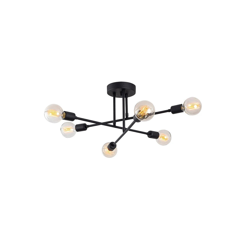 GLOBOSTAR® LAMIRA 201-0029 Μοντέρνο Φωτιστικό Οροφής με Ντουί 6 x E27 AC 220-240V IP20 - Μαύρο - Μ51 x Π51 x Υ7cm