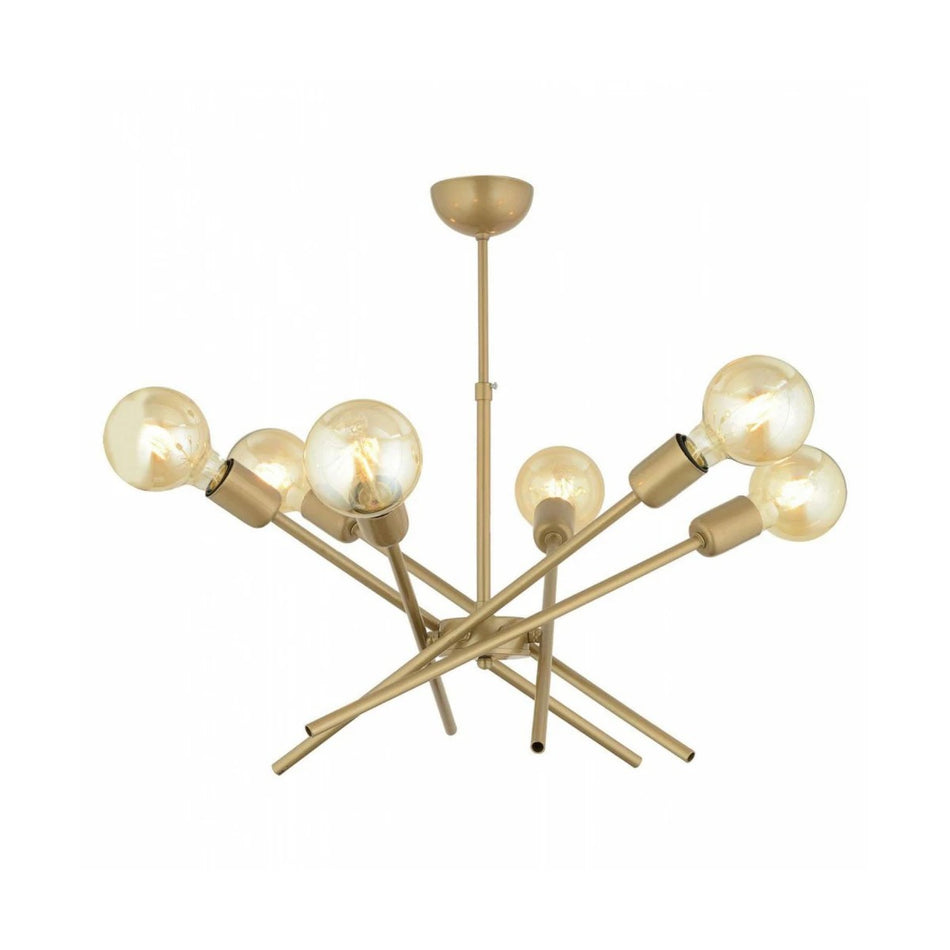 GLOBOSTAR® SUNFY 201-0033 Μοντέρνο Κρεμαστό Φωτιστικό Οροφής με Ντουί 6 x E27 AC 220-240V IP20 - Χρυσό - Μ57 x Π57 x Υ85cm