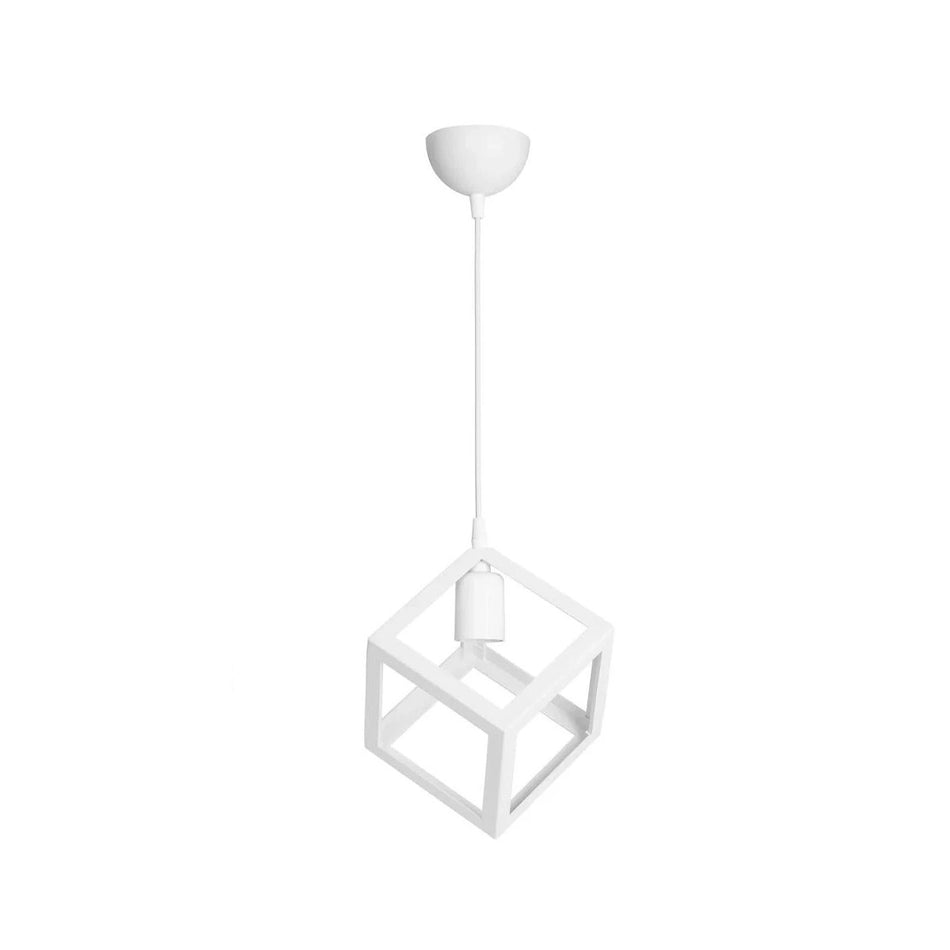 GLOBOSTAR® DISE 201-0052 Μοντέρνο Κρεμαστό Φωτιστικό Οροφής με Ντουί 1 x E27 AC 220-240V IP20 - Λευκό - Μ28 x Π28 x Υ31cm