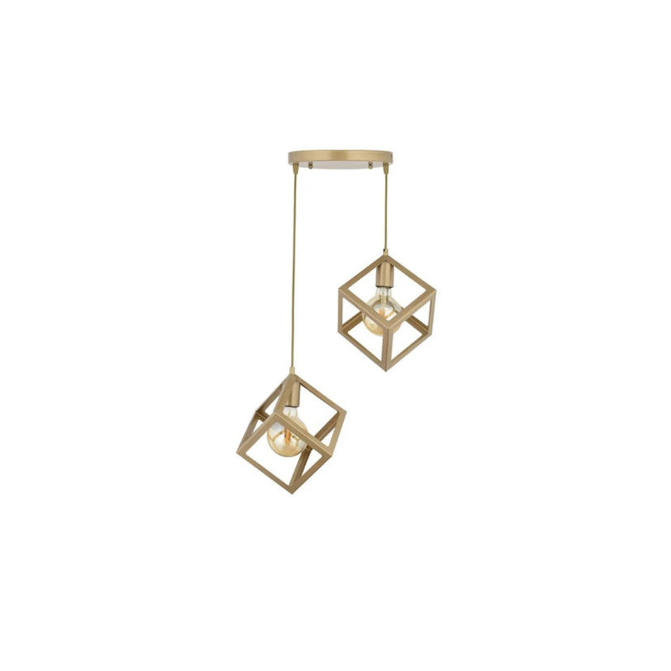 GLOBOSTAR® DISE 201-0056 Μοντέρνο Κρεμαστό Φωτιστικό Οροφής με Ντουί 2 x E27 AC 220-240V IP20 - Χρυσό - Μ50 x Π30 x Υ50cm