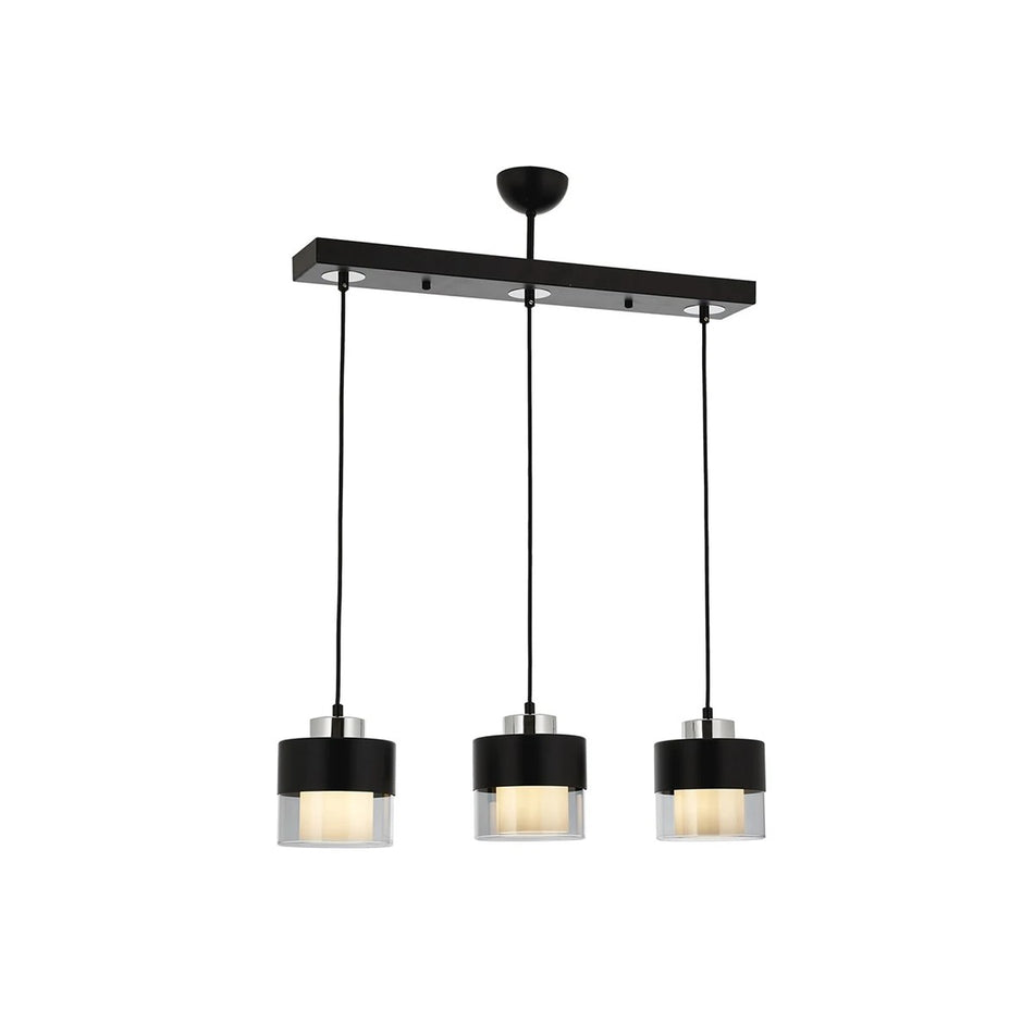 GLOBOSTAR® SHINEVA 201-0080 Vintage Κρεμαστό Φωτιστικό Οροφής με Ντουί 3 x E27 AC 220-240V IP20 - Μαύρο - Μ50 x Π14 x Υ45cm