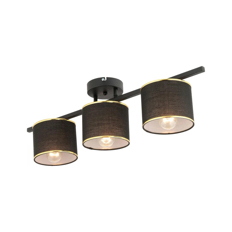 GLOBOSTAR® GLOWEN 201-0086 Vintage Φωτιστικό Οροφής με Ντουί 3 x E27 AC 220-240V IP20 - Μαύρο & Χρυσό - Μ80 x Π20 x Υ20cm