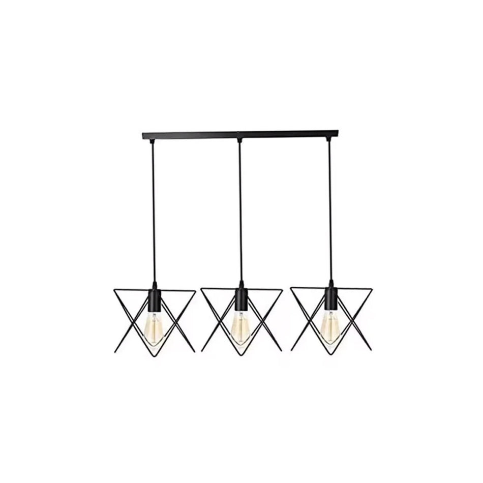 GLOBOSTAR® GLIND 201-0092 Vintage Κρεμαστό Φωτιστικό Οροφής με Ντουί 3 x E27 AC 220-240V IP20 - Μαύρο - Μ67 x Π24 x Υ55cm