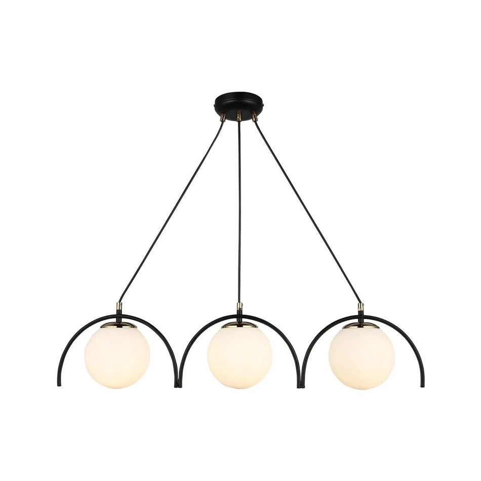 GLOBOSTAR® FLASHO 201-0111 Vintage Κρεμαστό Φωτιστικό Οροφής με Ντουί 3 x E27 AC 220-240V IP20 - Μαύρο & Λευκό - Μ73 x Π15 x Υ23cm