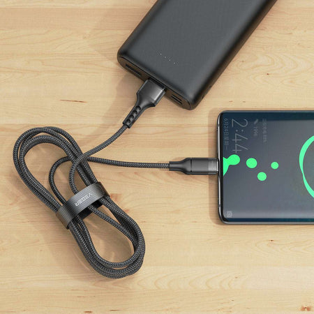 Veger AC03 Braided USB 2.0 Cable USB-C male - USB-A male Μαύρο 1.2m