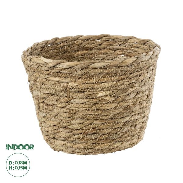 Künstlicher Garten SIFNOS 20266 Dekorativer Weidenkorb – Caspo-Topf – Blumentopf Beige Φ18 cm x H15 cm