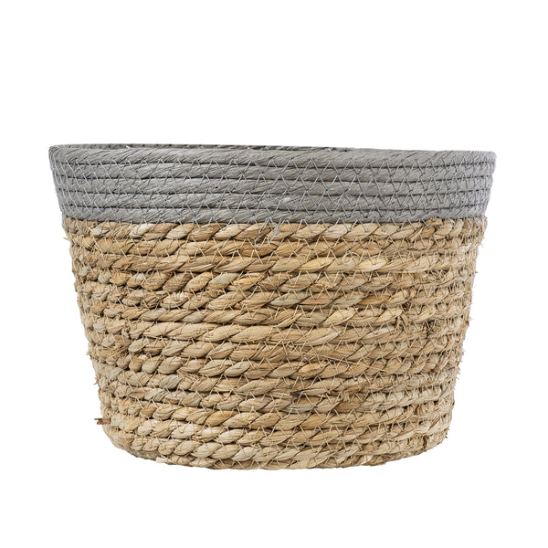 Künstlicher Garten ANTIPAROS 20289 Dekorativer Weidenkorb – Caspo-Topf – Blumentopf Beige mit Grau Φ22 cm x H15 cm