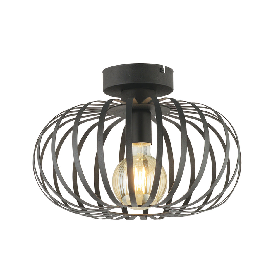 GLOBOSTAR® STAR 202-0051 Μοντέρνο Φωτιστικό Οροφής με Ντουί 1 x E27 AC 220-240V IP20 - Μαύρο - Μ40 x Π40 x Υ27cm