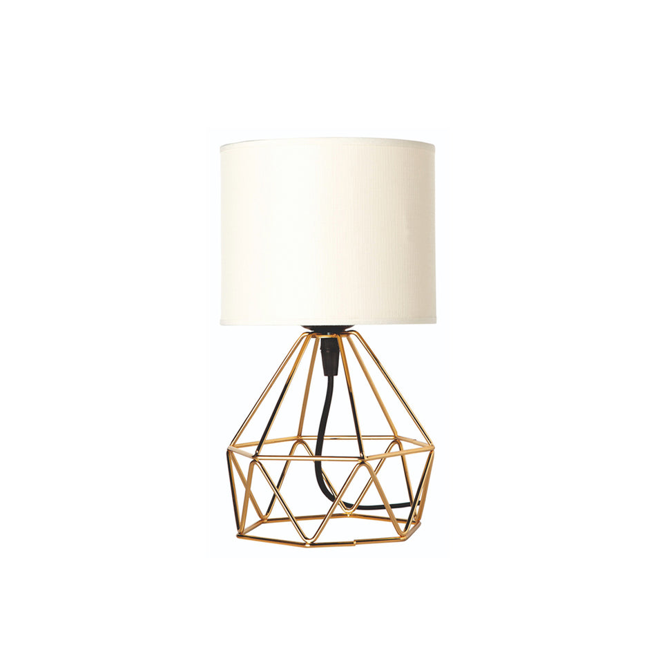 GLOBOSTAR® SHAPE 202-0058 Μοντέρνο Επιτραπέζιο Φωτιστικό Πορτατίφ με Ντουί 1 x E27 AC 220-240V IP20 - Χρυσό & Λευκό - Μ17 x Π17 x Υ30cm