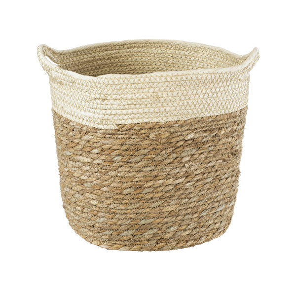 Künstlicher Garten KALYMNOS 20330 Dekorativer Weidenkorb – Caspo-Topf – Blumentopf Beige mit Braun Φ26 cm x H27 cm