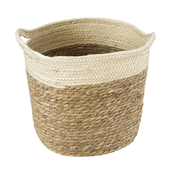 Künstlicher Garten KALYMNOS 20330 Dekorativer Weidenkorb – Caspo-Topf – Blumentopf Beige mit Braun Φ26 cm x H27 cm