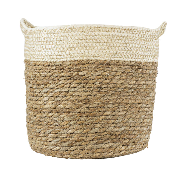 Künstlicher Garten KALYMNOS 20330 Dekorativer Weidenkorb – Caspo-Topf – Blumentopf Beige mit Braun Φ26 cm x H27 cm