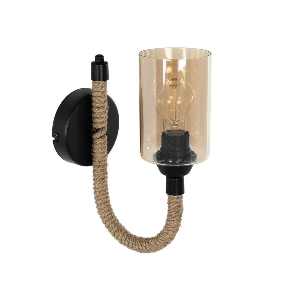 RIFT 203-0002 Vintage Φωτιστικό Τοίχου - Απλίκα με Ντουί 1 x E27  IP20 - Μαύρο & Μπεζ - Μ12 x Π24 x Υ31cm
