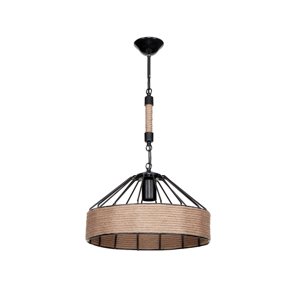 GLOBOSTAR® ZION 203-0003 Vintage Κρεμαστό Φωτιστικό Οροφής με Ντουί 1 x E27 AC 220-240V IP20 - Μαύρο & Μπεζ - Μ33 x Π33 x Υ29cm